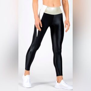 Heroine Sport Racer Leggings Ivory / Brushed Gold Size XS